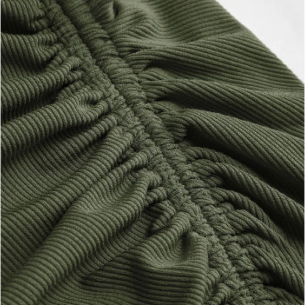 New with Tags - Rib Button Drawstring Ruched Midi Dress - Picture 3 of 6